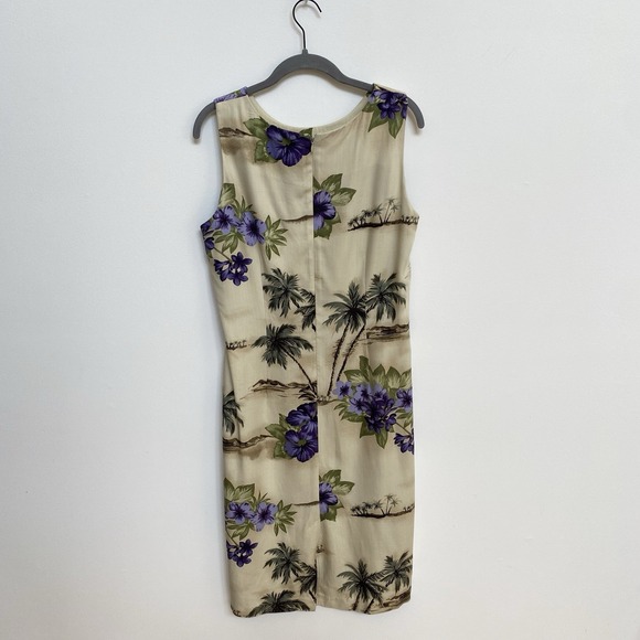 Vintage‎ K. Studio Palm Tree Beige Yellow Sleeveless Sheath Dres - Picture 3 of 7